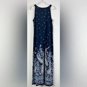 J. Jill Paisley Floral Sleeveless Midi / Maxi Dress in navy blue size M